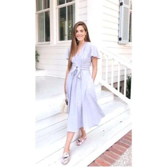 Gal Meets Glam Dresses & Skirts - Gal Meets Glam Seraphina Midi Dress Short Sleeve Twist Bodice